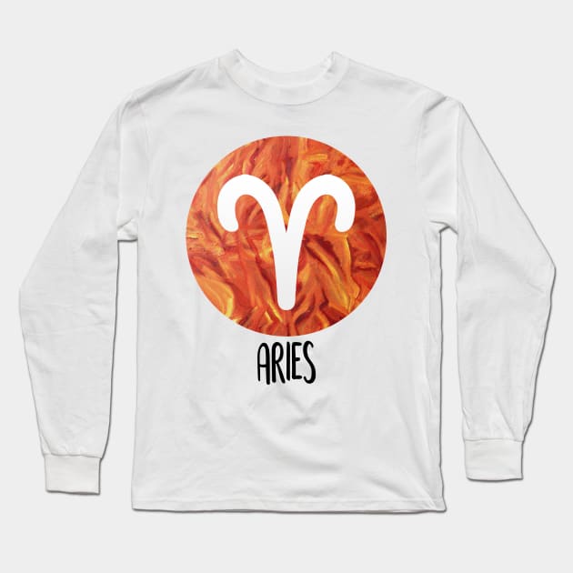 Aries Zodiac Sign Long Sleeve T-Shirt by xesed